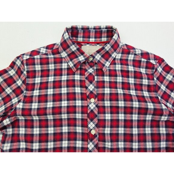 Banana Republic Size XS Red White Blue Check Long Sleeve Women Soft Wash Shirt - Picture 9 of 9